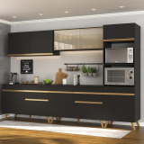 Cozinha Completa 5 pç c/ Armário e Balcão MP3689 Veneza GB Preta – Multimóveis