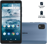 Smartphone Nokia C2 2nd Edition 4G 32 GB Tela 5,7″ Câmera com IA Android Desbloqueio Facial + Capa/Película/Fone/Carregador – Azul – NK086