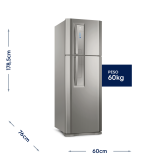 Geladeira/Refrigerador Top Freezer cor Inox 382L Electrolux (TF42S)