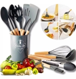 Jogo Com 12 Ultensílios De Cozinha Silicone Colher