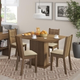 Conjunto Sala de Jantar Lexy Madesa Mesa Tampo de Madeira com 4 Cadeiras
