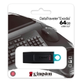 Pen Drive DataTraveler Exodia 64GB Kingston com Conexão USB 3.2, Preto/Azul – DTX/64GB
