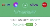 Recarga de Celular CLARO, OI, VIVO ou TIM com 50% de desconto