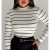 Cacharrel Women’s Long Sleeve Turtleneck Striped Winter Basic Fashion Casual Work Blouse