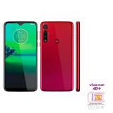 Smartphone Motorola Moto G8 Play Vermelho Magenta 32GB + Triplo Chip Vivo 4G Universal 2/3/4 Pré/Controle