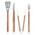 Kit Churrasco Barbecue Em Aço Inox Com Cabo De Madeira 4pçs Cor Cinza