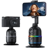 Suporte de Celular com Estabilizador Gimbal 360°, Rastreamento Facial Inteligente, Rotação Automática, Ideal para Lives e Vídeos, Cor Preta