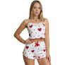 Conjunto de pijama sexy para mulheres, conjunto de 2 peças, conjunto de pijama curto fofo de verão e shorts com nervuras