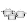 Jogo De Panelas Tramontina Inox Fundo Triplo Allegra 3 Peças
