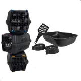 Kit Caixa de Areia Gatos Pet + Caixa Transporte Gato Grande Banheiro Sanitario Higienico Furba
